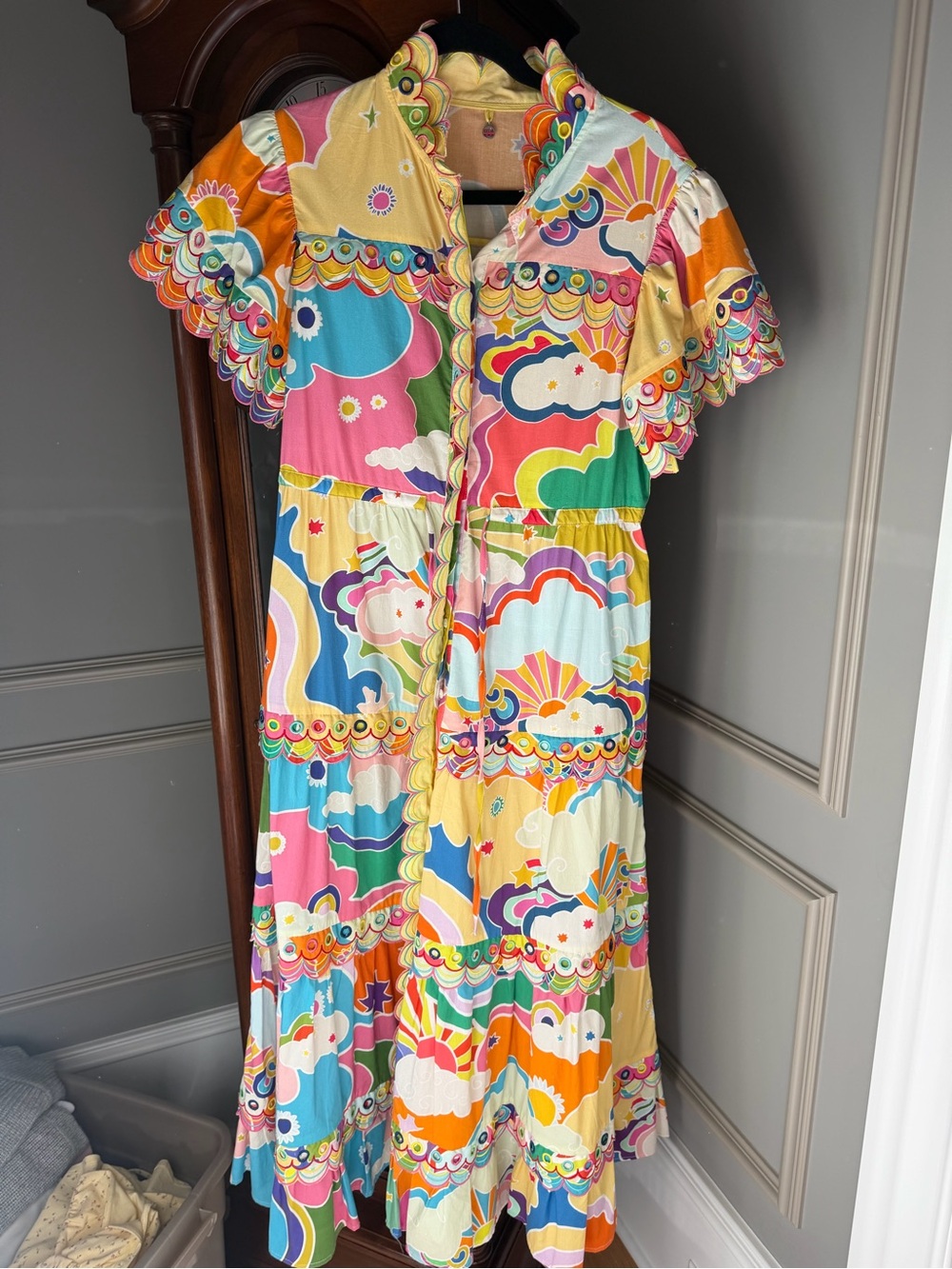 CeliaB Cordelia maxi dress. Size large, multi-color. Rainbows.